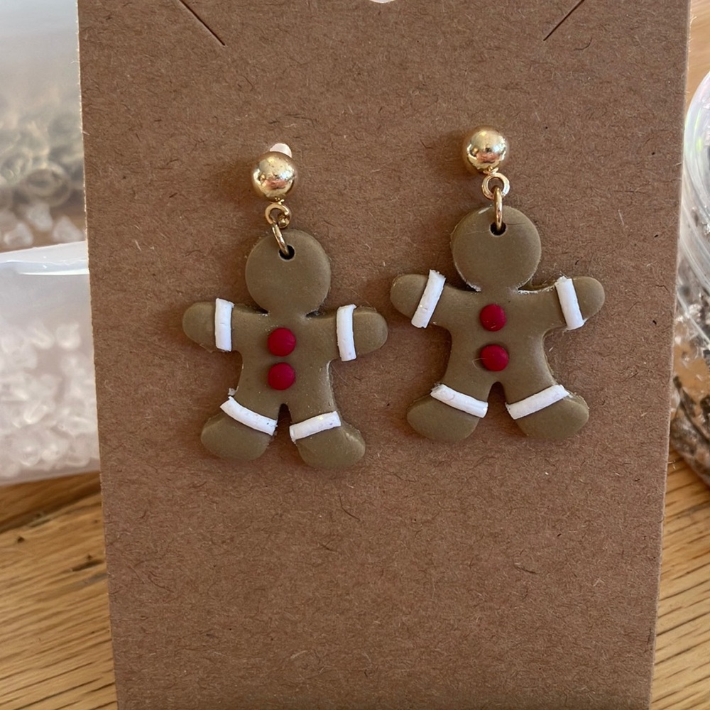 Polymer Clay Gingerbread Man Earrings